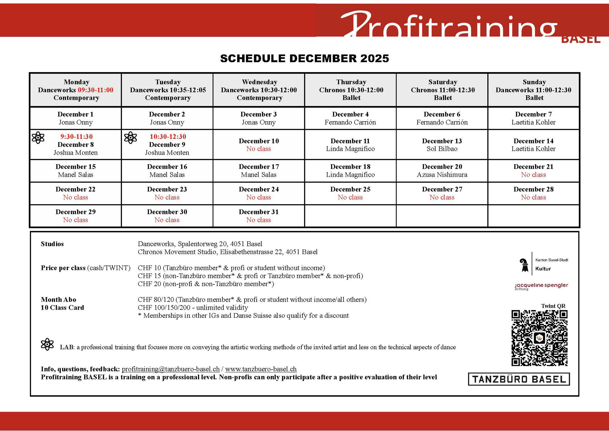 Profitraining Schedule